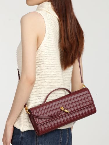 Image of Upbull Trendy Woven Evening Clutch Purses Women Underarm Shoulder Handbag Cute Satchels Crossbody Purse PU Leather Wallet
