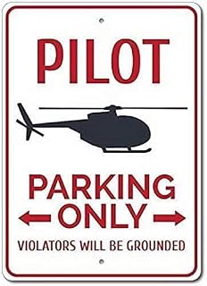 Pilot Parking Warning Plaque - Aluminum Metal Tin Wall Decor Sign for Airport Business, Pilot-Exclusive Parking 8x12 Inch