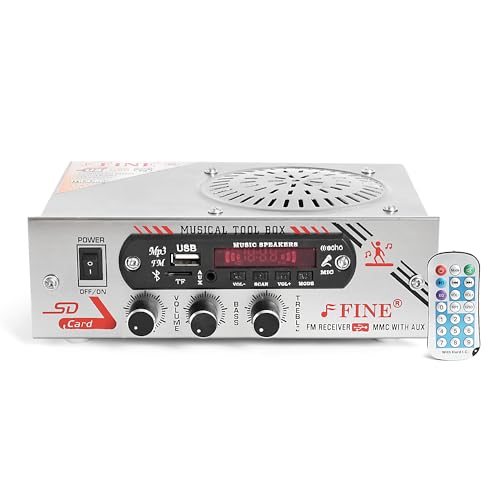 FINE Multimedia Amplifier with Bluetooth, USB/SD, FM Radio, Silver - Image 3