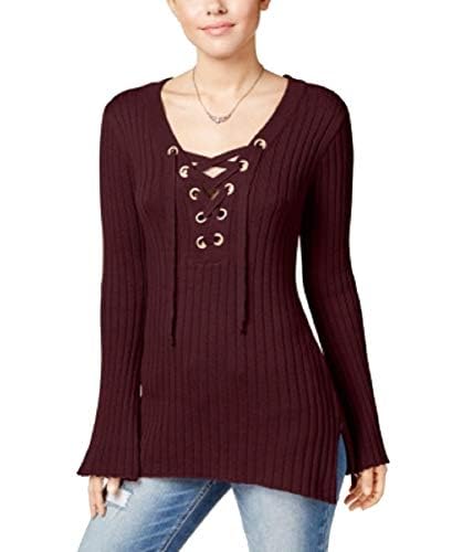 Ultra Flirt Juniors Ribbed Bell Sleeve Sweater Cabernet XS2