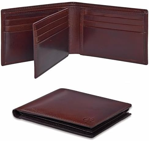 Leather Wallet for Men - Slim RFID Bifold Thin Compact Genuine Cowhide Gift