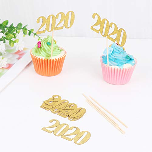 15pcs bolo de festa de aniversário toppers glitter cupcake Insert Criativo número 2020 Design bolo d