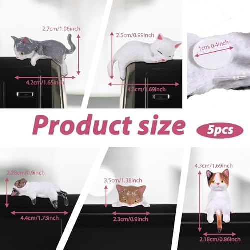 Image of 5pcs Cat Car Accessories,PVC Cat Figurine for Cars Home Garden Decor,Car Decorations Interior Dashboard Accessories (Style 2)