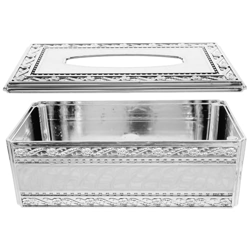 Caja de pañuelos de plata acrílica de lujo con diseño moderno rectangular europeo 2