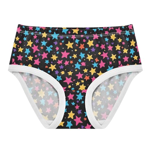 Wusikd Colorful Stars Girls' Underwear Cotton Black Girls Briefs Soft Toddler Underwear 2T