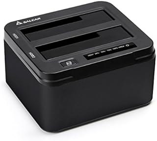 SALCAR Aluminum Hard Drive Docking Station with Offline Clone Function, Dual Bay, for 2.5 & 3.5 inch SATA HDD SSD, USB 3.0, Black