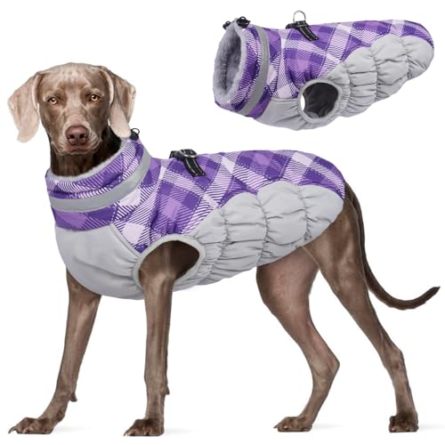 Image of FUAMEY Dog Cold Weather Coats Reflective Dog Warm Jacket with Harness