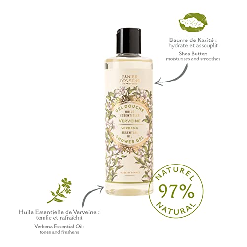 Panier Des Sens - Shower Gel - Verbena Body Wash Women & Men - With Shea Oil - Shower Lotion Made In France - Moisturizing Body Wash 96% Natural Ingredients - Sls Free - 8.45 Fl.oz/250Ml #TOP1