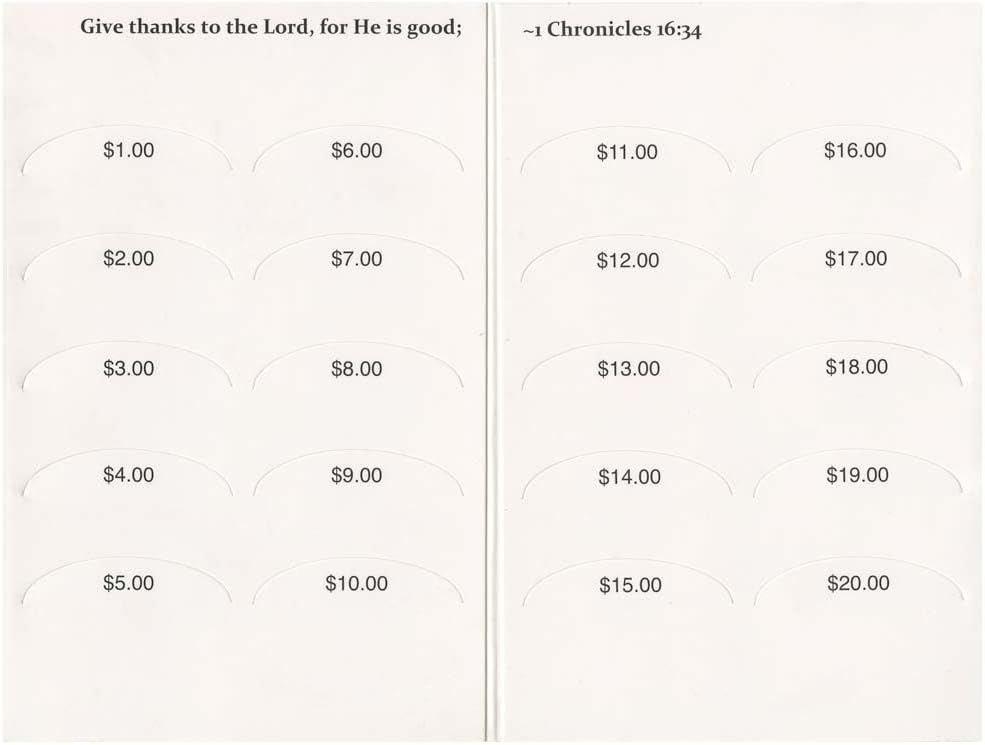 Sterling Gifts Give Thanks to The Lord $20.00 Donation Church Coin Folders for Dollars Pack of 50