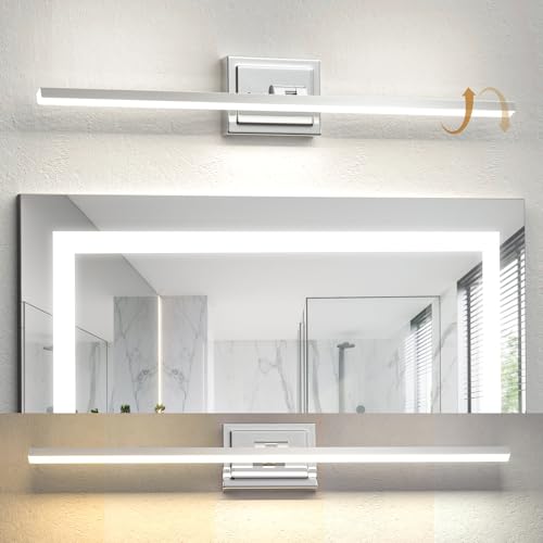 Image of NIORSUN 31.5 Inch Modern Bathroom Light Fixture, 18W 5CCT Dimmable LED Chrome Bathroom Vanity Lights Over Mirror, Vanity Lights for Bathrooms Restroom Mirror- ETL Certified