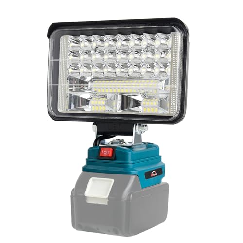 AUTOJARE 5 Zoll Akku Lampe für Makita 18V 60W Kabellose Led Arbeitsleuchte Akku 5200LM Tragbares Flutlichter 2 Helligkeitseinstellungen Baustellen Lampe mit 2 USB-Aufladung (kein Akku)