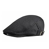 KADBLE Men's Mesh Flat Cap Breathable Summer Newsboy Hat Beret Cabbie Ivy Hat Newsboy Hat for Drivin