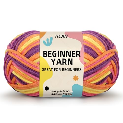 Image of 120g Fruit Yarn for Crocheting and Knitting; Rainbow Yarn for Beginners with Easy-to-See Stitches;Worsted-Weight Medium #4 for Beginners Crochet Kit Making