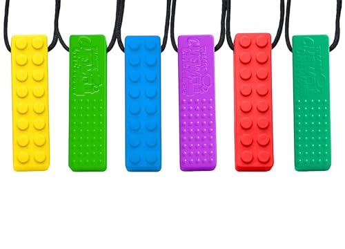 Image of Sensory Necklace - Best for Kids or Adults that Like Biting or Have Autism - Perfectly Textured Silicone Chewy Toys - Chewing Pendant for Boys (6-Pack)