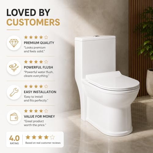 Image of KrissKross Premium Ceramic Rimless One Piece Western Toilet /Commode for Toilet /European Commode With Soft Close Seat Cover For Lavatory /Washdown Flush Commode With - S Trap Outlet (White)
