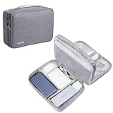 LENTION Waterproof Electronics Organizer Bag, Travel Storage Case with DIY Dividers for Cords, Charger, Power Bank, Earphones – Compact, Durable, Shockproof & Lightweight (Grey)