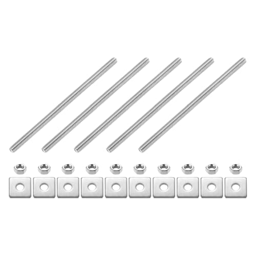 QUARKZMAN 5pcs Tige Filetée Complète M6x120mm, Tiges Filetées Complète Filetage à Droite en Acier Inoxydable 304 avec Écrous et Rondelle Plate pour Serre-Joints Crochets U-Boulons, Argenté