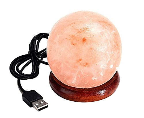 H HANSEL HOME Lámpara de Sal del Himalaya Usb Led Cambia de Color Continuo Totalmente Natural - Bola