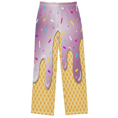 Boy's Pants Rose Ice Cream Jogger Pants Elastic Waist Long Bottoms Trousers with Pockets 6-14 Years