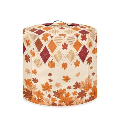 Image of Fall Leaf Plaid Pressure Cooker Cover Stylish Dust Cover | Stain Resistant Washable Rice Cooker Cover Suitable for Kitchen Appliances Accessories Decoration Thanksgiving 8 Quart