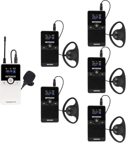 Système de guide audio sans fil Retekess TT116 avec 1 émetteur et 5 récepteurs D Casque 200M