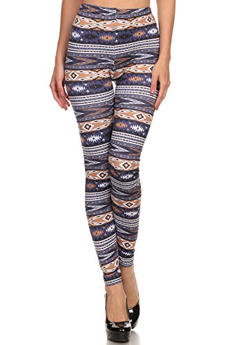ICONOFLASH Women's Velour Full Length Cold Weather Legging, (Purple Navajo, One Size)