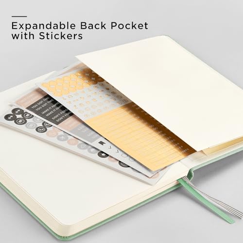 &And Per Se Caderno pontilhado, diário pontilhado de couro de capa dura A5, 160 páginas, papel ponti