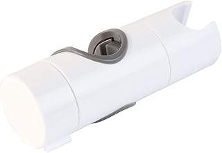 White Matte Adjustable Shower Head for Slide Bar, Hand Shower Bracket Universal 20-25MM Head Guide Bracket Holder 360 Degree Rotation for Sprayers