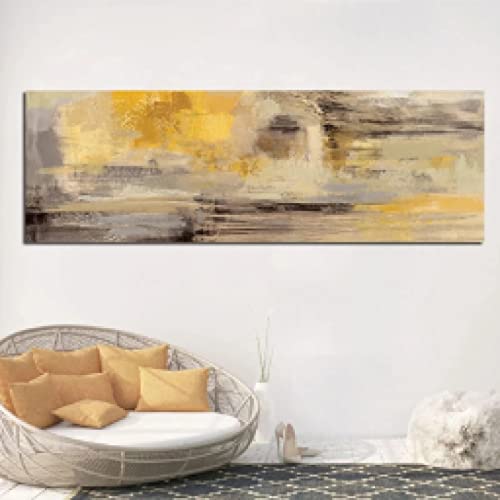 Décoration murale grand format moderne tableau jaune abstrait vertical pour grand mur - 5