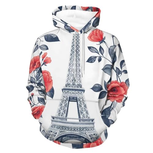Sweatshirt fleurs rouges à manches longues et coupe mixte taille S