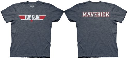 Top Gun Logo and Maverick/Goose Name Adult Heather Navy T-Shirt
