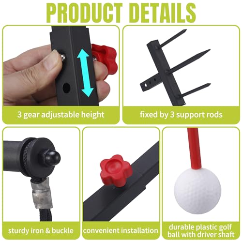 Golf Swing Trainer Metal Golf Practice Swing Groover Golf Swing Training Aid with Height Adjustment for Hitting Training Golf Accessories, Red - Image 5