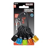 Railer Bit Holder Keychain 5pc - 1/4 inch Hex Shank Bit Holders - Quick-Change Design for Nut Driver, Screwdriver & Drill Bits, Include Keychain Carabiner (Multi-Color)
