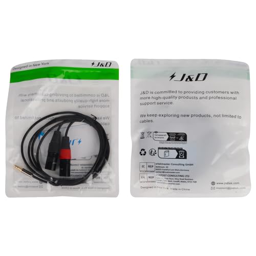 J&D 3.5mm 1/8 inch to Dual XLR Y Splitter Cable, PVC Shelled 2 XLR Male to 3.5mm TRS Male Unbalanced Interconnect Stereo Audio Patch Cable Adapter for DSLR Camera Smartphone Laptop Microphone, 6 Feet - Image 7