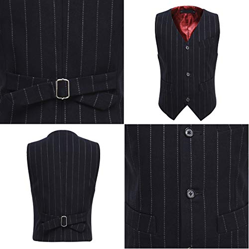 Suits For Boys Vest And Pants Set Toddler Formal Wear Slim Fit Ring Bearer Outfit Pinstripe Black Size 7 #TOP3