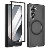 Maxdara for Z Fold 6 Case [Compatible with Magsafe], Hinge Protection and Built-in Screen Protector Magnet Magnetic Translucent Cover for Samsung Galaxy Z Fold 6 (Black)