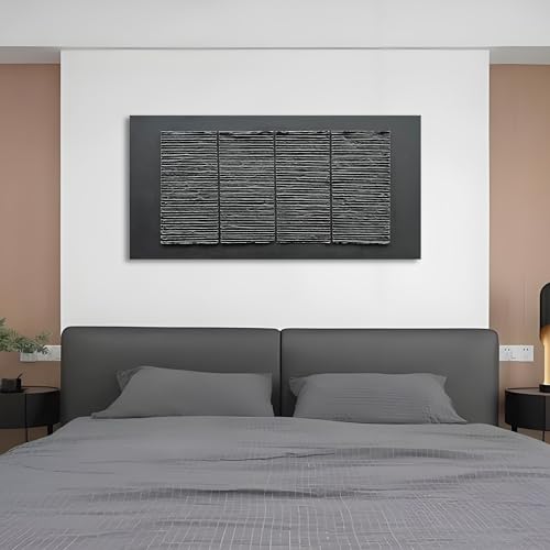 Epicler art Hand-Painted 24x48 inch Black Abstract Wall Decoration Oil Painting Thick Texture Minimalist Art Home Wall Decoration Painting by Epicler art - Used condition - Image 5