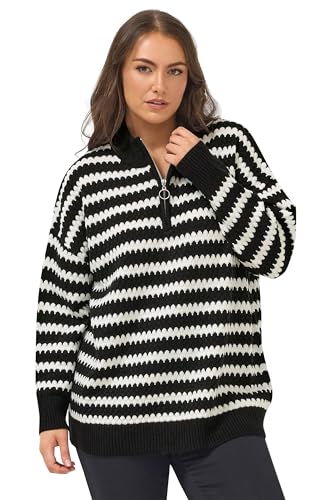 Yours Curve Fairisle Quarter Zip Jumper - Women's - Plus Size Curve Black