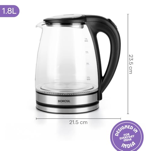 Hervidor eléctrico Borosil Crystal 1.8L de vidrio miniatura 5