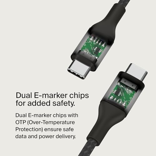 Belkin BoostCharge USB C to USB C Cable - Fast-Charging Power Cable with Braided Nylon Cord, Anodized Aluminum Head - 240W Power Delivery - Universal Compatibility - 3.3 or 6.6ft Length by Belkin - Image 4