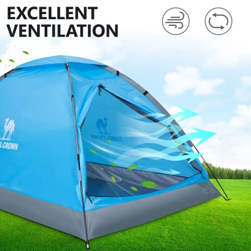 Camel Crown 2/3/4/5 Person Camping Dome Tent, Waterproof,Spacious, Lightweight Portable Backpacking Tent For Outdoor Camping/Hiking (2 Person, Blue) #TOP3
