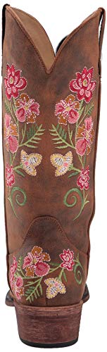 Image of ROPER Womens Riley Floral Embroidered Snip Toe Casual Boots Mid Calf Low Heel 1-2 inch - Brown