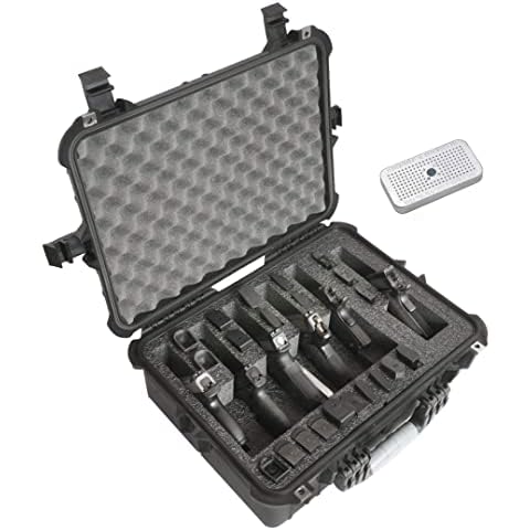 Case Club 6 Pistol and 21 Magazine Pre-Cut Heavy Duty Waterproof Case with Included Silica Gel Canister to Help Prevent Gun Rust (Upgraded Gen-2) Cover