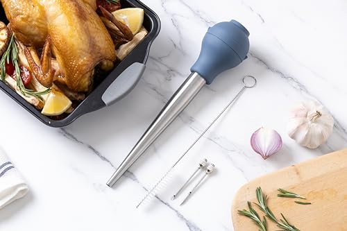 image for COOK WITH COLOR Turkey Baster with Cleaning Brush - Food Grade Syringe