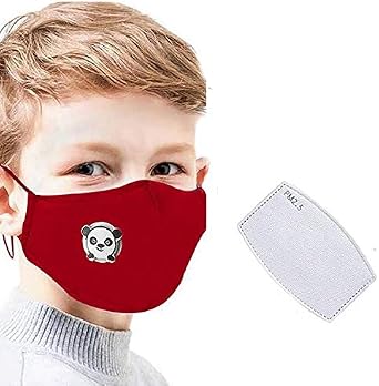 Kids Face Mask Mouth Cover with Breathing Valve and 5 Layers Filter Reusable Red