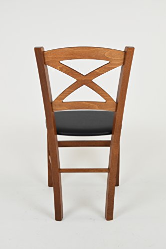 Miniatura 6 de T M C S Tommychairs - Set 6 Sillas Cross Para Cocina Y Comedor, Estructura En Madera De Haya Color Nuez Claro Y Asiento Tapizado En Polipiel Color Negro