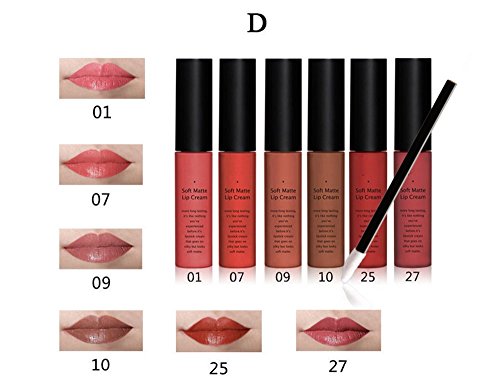 Tmalltide Makeup Waterproof Lip Gloss liquid lipstick set of 6 + 12 Pcs Lip Brush Matte Lip stick Organizer Makeup Kits