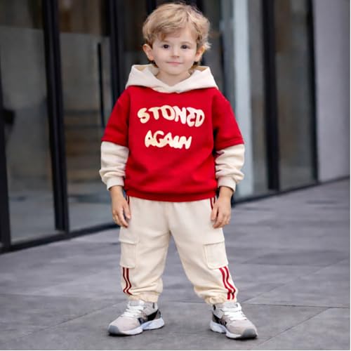 Image of Googo Gaaga Boys Cotton Fleece Printed Hoodie Sweatshirt with Joggers in Clothing Set | Winter Fleece Fabric | Full Sleeves