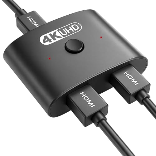 HDMI Switch 4K@120Hz, HDMI Splitter 2 in 1 Out or 1 in 2 Out Aluminium Case Bidirectional Switcher Supports HDR 3D Dolby Vision Compatible with Xbox PS5 PS4 Switch TV PC Laptop DVD Projector Monitor