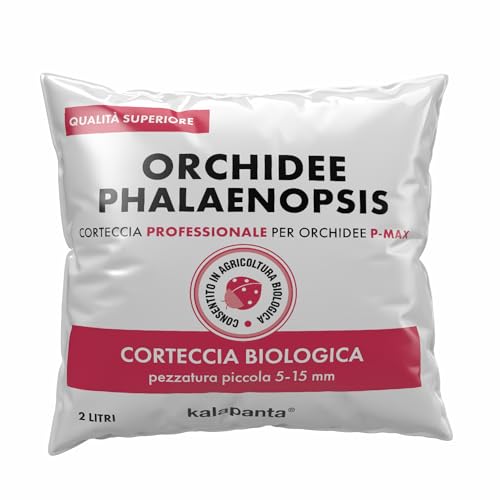 Kalapanta - Terriccio per Orchidee Phalaenopsis Bark Professionale, 2 Litri, Pezzatura 5-15 mm, Substrato a base di Corteccia di Pino Marittimo 100% Naturale, Ecologica Pronto all'uso